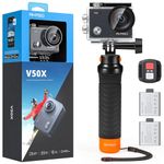 AKASO V50X Native 4K30fps 20MP WiFi Action Camera with EIS Touch Screen, 4X Zoom, 131 feet Waterproof Underwater Camera, Remote Control Sports Camera with Floating Grip