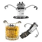 WSERE Tea Infuser with Chain and Drip Tray, Extra Fine Mesh Stainless Steel Tea Strainer & Steeper(Robot)