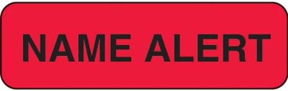 PDC Healthcare 59702039 Paper Label, Fluorescent Red Label with Black Text, "Permanent Name Alert", 1.25" Width x 0.375" Length (Roll of 1000)