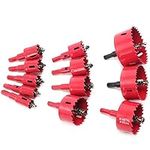 M42 Heavy Duty Bi-Metal Hole Saw HSS Hole Cutter with Arbor Tooth Cutting Opener Drill Bit for Wood and Galvanized Fire Pipe, Plastic, Gypsum Board 12pcs 11/16 inches - 3 inches （18mm-75mm） (12, red)