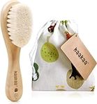 haakaa Wooden Baby Hair Brush Natural Soft Goat Bristle for Newborns Toddlers Use for Cradle Cap Treatment PVC, BPA & Phthalate-Free,1pc