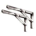 Toirxarn Heavy Duty Folding Shelf Brackets 20" Pack of 2 (Max Load 80 kg) – Stainless Steel Folding Hinge, Space-Saving Wall Mounted Shelf for Home, Garage, Kitchen, Outdoor, DIY Workbench