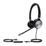 Yealink UH36 Series Headset, Wired Dual-Ear, USB A and 3.5mm Jack connectivity, Noise-canceling Microphone, MS Teams Certified, 330 Degree Bendable Boom arm, LED Indicator (UH36 Dual Teams), Black