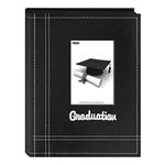 Pioneer Photo Albums 36-Pocket Sewn Leatherette Embroidered-Graduation Theme Frame Cover Album for 4 by 6-Inch Prints, Black