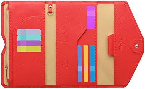 ZOPPEN Mulit-purpose Rfid Blocking Travel Passport Wallet (Ver.4) Trifold Document Organizer Holder, Raspberry Red