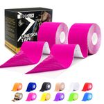 Kinesiology Tape 2 Rolls Relieve Muscle Soreness and Strain Shoulders Wrists Knees Ankles Elastic Waterproof Good Air Permeability Hypoallergenic Pink 5cm*5m by SOONGO