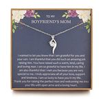 Boyfriend Mom Necklace from Son, Gifts for Boyfriend Mom, Sterling Silver Ribbon CZ Necklace for Women, Mothers Day Jewelry Birthday Gift