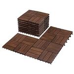 FresGard 9PCS Interlocking Deck Tiles 12"x12"x0.94'' FSC Acacia Hardwood Dark Brown Patio Decor Flooring Tiles for Outdoor & Indoor Floor Tile - Wood Flooring Carpet Squares