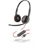 Poly by Plantronics - Blackwire 3220 Wired On Ear Headphones with Mic (Black)