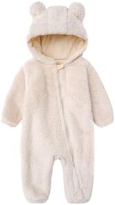 Newborn Baby Jumpsuit Hooded Fleece Rompers Long Sleeve Onesies Outwear Outfits for 12-18 Months