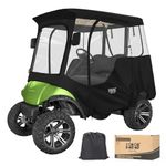 10L0L 2 Passenger Golf Cart Enclosure for Yamaha G14 G16 G22 G29 Drive 2,Waterproof 600D Rain Cover,with Side Mirror Opening,Transparent Tail Light Panel,Foldable Door,Windshield,4-Sided Clear Windows