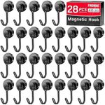 FINDMAG 28Pack Magnetic Hooks Heavy Duty, 40 LBS Hooks for Hanging, Strong Magnetic Hooks for Cruise Cabins, Magnets with Hooks for Refrigerator, Classroom, Locker Accessories, Grill