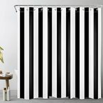 LB Black and White Shower Curtain,Striped Bathroom Curtain,72x72 inch Polyester Fabric,Fashion Bath Decor,Ring Hooks Included