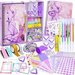 PATIFEED DIY Journal Kit for Girls, Scrapbook & Diary Supplies Set, Girls Diary Christmas Birthday Gifts for 8 9 10 11 12 13 14 Year