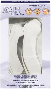 Satin Smooth Natural Muslin EZ Grip™ Wax Strips for Face with Easy Pull Tabs, Ideal for Eyebrows & Upper Lip, Professional Hair Removal Waxing Strips, 100 Count, 1-Pack