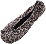 isotoner Women's Classic Satin Ballerina Slipper, Med Cheetah,6.5-7.5 M US