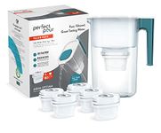 Aqua Optima Water Filter Jug & 6 Evolve+ Filter Cartridges, Perfect Pour XL 3.6 Litre Capacity, for Reduction of Microplastics, Chlorine, Limescale and Impurities