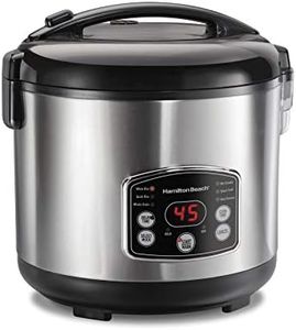 Hamilton Beach Digital Programmable Rice Cooker & Food Steamer, 14 Cups Cooked (7 Uncooked) With Steam & Rinse Basket, Stainless Steel (37548)