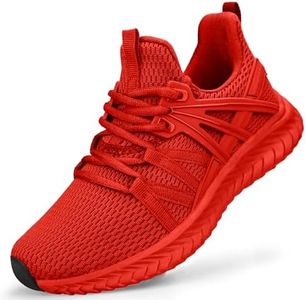 Abboos Womens Walking Shoes- Memory Foam Lightweight Tennis Shoe Sports Shoes Gym Slip On Running Sneakers Red Size 7