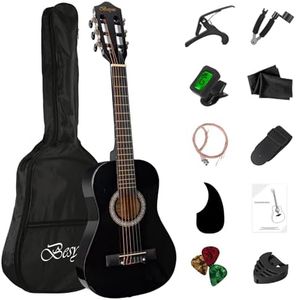 BESYOU 30" Black Beginner Acoustic Guitar Starter Package Student/Kids Guitar with Gig Bag,Strap,2 Picks,Extra Strings, Electronic Tuner.