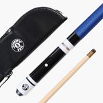 Jonny 8 Ball Hardwood 4 Piece Adjustable Snooker Pool Cue and Padded Soft Case with 4 x 11mm Screw Tips (Blue)