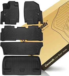 Cacarolls Floor Mats & Cargo Liner Set Compatible for Honda Odyssey 2018-2023 All Weather Rubber Mat Black