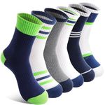 Welwoos Kids Boys Socks Athletic Sport Basketball Crew Cotton Breathable Soft Gift Socks 6 Pairs Stocking Stuffers(Assorted,5-8Y)