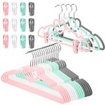 Tessco 20 Pcs Velvet Clothes Hangers with 20 Pcs Clips Non Slip Space Saving Velvet Skirt Hanger 360 Degree Swivel Hook Felt Hangers Heart Shaped Hangers for Pants(Multicolor,Velvet)