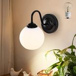 Mantolite Wall Lights,Bedroom Wall Lamp,Round Wall Mounted Light，Glass Vintage Wall Light E27 Black Industrial Wall Light,Indoor Wall Lights for Living Room Hallway (Include Bulb)