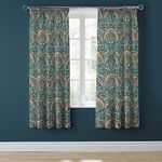 Dreams & Drapes - Teal Jacobean Curtains W66 x L72 (168 x 183cm) - 2x Tie Backs - Floral/Exotic Pleated Curtains - Moroccan Bohemian Curtains in Teal Blue - Damask Curtains for Bedroom/Living Room