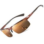 Duco Men's Sports Carbon Fiber Temple Polarized Sunglasses 100% UV Protection Sunglasses for Men (Brown Frame Brown Lens)