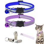 2 PCS Reflective Cat Collar with Bell Adjustable Kitten Collar Quick Release Safe Cat Collar with Name Tag Cat Accessories for Cats Dogs Pet Supplies