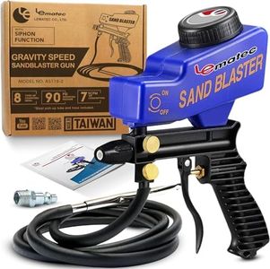 LE LEMATEC Sand Blaster Gun Kit for Air Compressor, Paint/Rust Remover for Metal, Wood, Cabinet & Glass Etching, 150 PSI Continuous Blasting Media for Aluminum, Sand, and Soda Blaster Jobs, Portable.