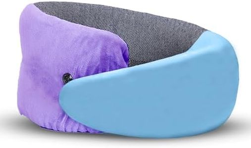 Billebon Cool Gel Infused Memory Foam Travel Neck Pillow with Magnetic Fabric Luxury Neck Support Pillow for Comfortable Travel, Washable Removable Cover (Lavender)