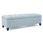 LEGACY OF COMFORT Amalfi 2 Seater Sofa Upholstered Ottoman Bench with Storage, for Living Room, Bedroom, Entryway (Light Sky)