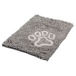 Bunty Indoor Doormat - Low-Profile Washable Door Mat, Soft Non Slip Dog Mat for Muddy Paws, Spills, Rain - Cosy Dog Crate Mat, Water/Food Dog Bowl Mat - Small 57x42cm Grey