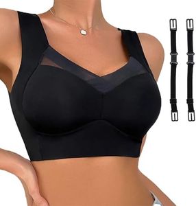 Sujetador Corrector Espalda Sujetador Comodo Mujer Sujetador Push up Sin Costuras Corrector de Postura Tirantes Ancho Cuello Elástico Grandes Bralette Mujer
