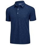 KEFITEVD Golf Polo Shirt for Men Quick Dry Short Sleeve Sports Top Lightweight Outdoor Polo Shirt,Dark Blue,L