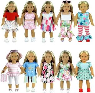 ReeRaa 20 pcs 18 inch Doll Clothes and Accessories for American 18 inch Girl Doll Clothes Gift Including 10 Complete Sets of Clothing