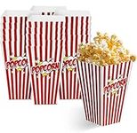 MATANA 50 Large Popcorn Boxes, 9x17cm - Red & White Striped Retro Design - Theatre, Cinema, Fun Movie Nights, Sleepovers, Kids’ Parties, Birthdays