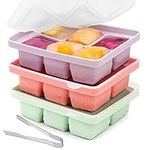 2023 Newest Ice Cube Tray with Lid and Tong, 3Pack Silicone Large Ice Cube Molds BPA Free，Silicone Freezer Trays Flexible Stackable and Easy-Release Containers for Baby Food, Drinks，Souper