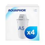 AQUAPHOR Filter Cartridge A5 Pack 3+1 | Filters Limescale, Chlorine, Heavy Metals | 350L Clear Water | AQUALEN Technology for Better Tasting Food & Drink | Replacement Cartridge for A5 Filter Jugs