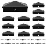 MYLFBT 12PCS Aluminum Pyramid 4x4 Wood Fence Post Caps (True/Actual 3.5"x 3.5"), Post Caps 4x4 Cover with Matte Finish Powder Coated Surface,Water-Proof UV-Proof,Keep Post from Cracking and Rotting