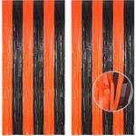 BRAVESHINE Halloween Party Decorations Photo Booth Props Party Backdrop - Halloween Orange Black Foil Curtain Streamers Backdrop Door Curtain for Kids Halloween Party Decorations Indoor Outdoor