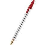 BIC Cristal Original Ballpoint Pens, Medium Point (1.0mm), Every-Day Writing Pens With Clear Barrel, Red, Box Of 50