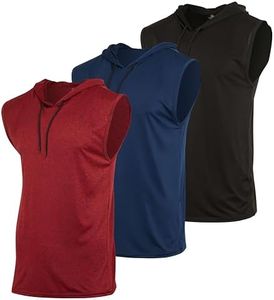 3 Pack: Big & Tall Men’s Dry Fit Moisture Wicking Hooded Tank Top Active Athletic Hoodie Pullover Workout Running Fitness Gym Sports Bodybuilding Casual Outdoor Muscle top - Set 8, 4XLT