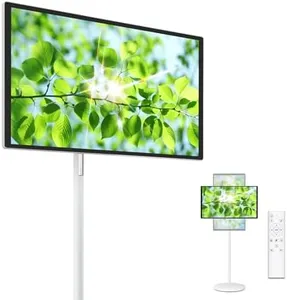 N newline 27" Rolling TV, EDLA-Certified Portable TV, Android 13, 8 GB +128 GB, Built-in 20,000 mAh Battery, 14H Playtime, Wireless Casting,10-Point Touch Screen Monitor for Home, Office, Gym