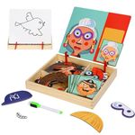 SK MISS Magnetic Puzzles for Toddlers 2 3 4 5+ Year Olds, Double Sided Magnetic Drawing Board Kids Jigsaw, Wooden Sorting Toys, Fridge Magnets for Boys Girls