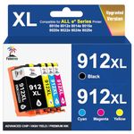 Palmtree Remanufactured 912XL Ink Cartridges Multipack Compatible for HP 912 Ink Cartridges 912 XL for HP Officejet Pro 8022e 8025e Ink 8024e 8024 8023 HP OfficeJet 8012e 8015e 8014e 8010 8010e 8012