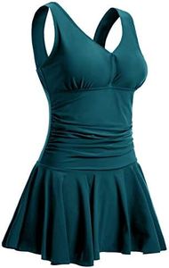 MiYang Women's Plus-Size Shaping One Piece Swim Dresses Swimsuit Peacock Green Medium (US 8-10)